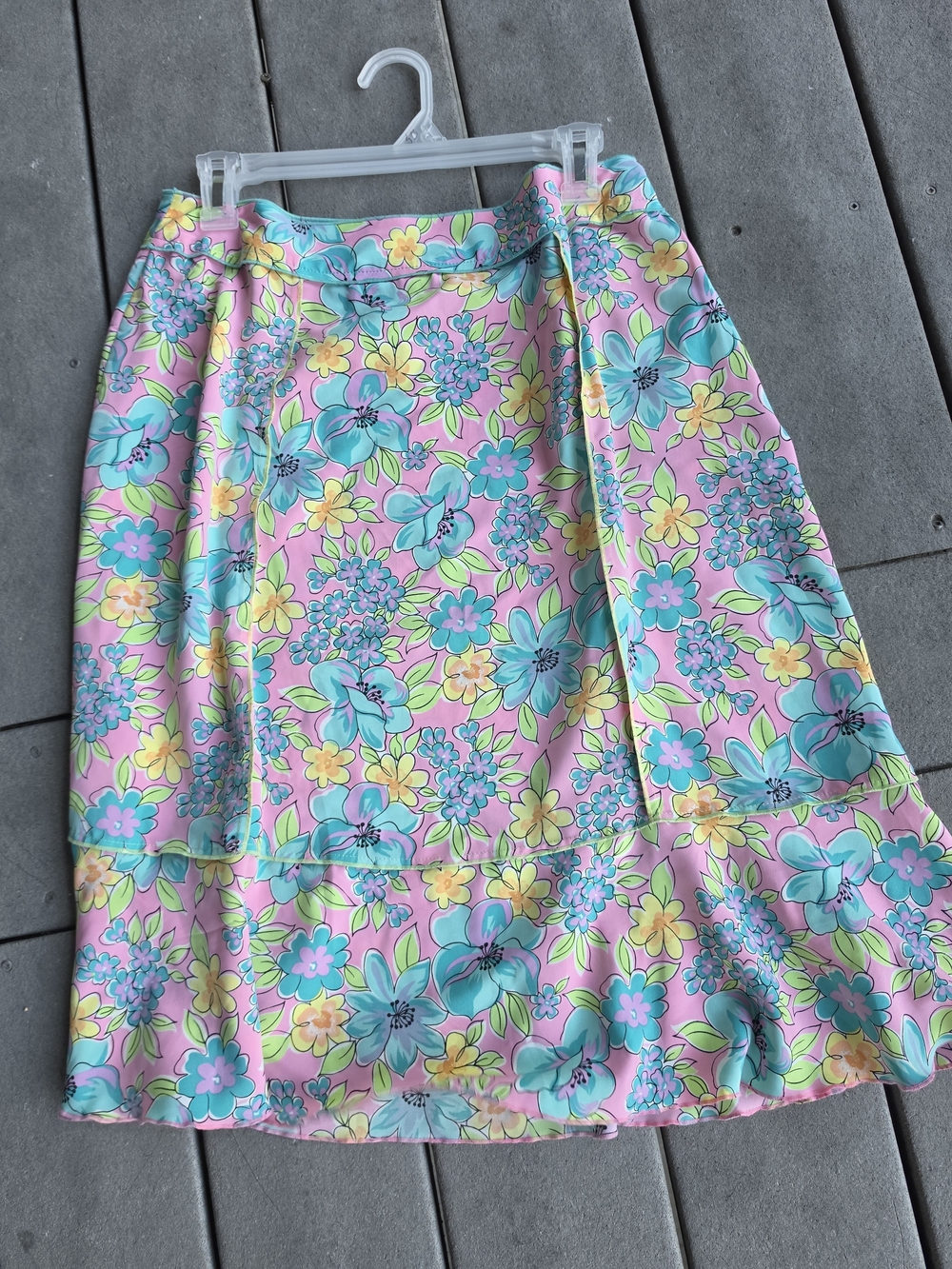 Sag Harbor Pink, Aqua & Yellow Floral A-Line Skirt